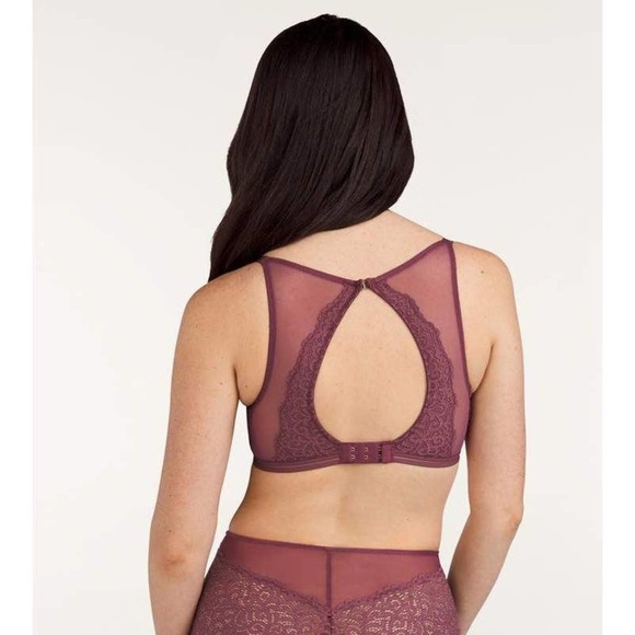 THIRDLOVE Artisan Lace Racerback Bra In Purple/Red Size 32C 1/2 casual lace - Picture 8 of 8